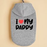 [Funny Pet Hoodie] Gray Pet Hoodie | "I Love Dad" with Black Lettering - for Cats and Dogs