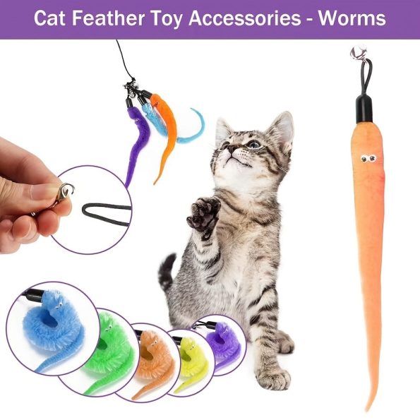 Interactive Cat Toys - Retractable Wand Toy And Feather Toys Refills for Indoor Cats to Chase And Exercise