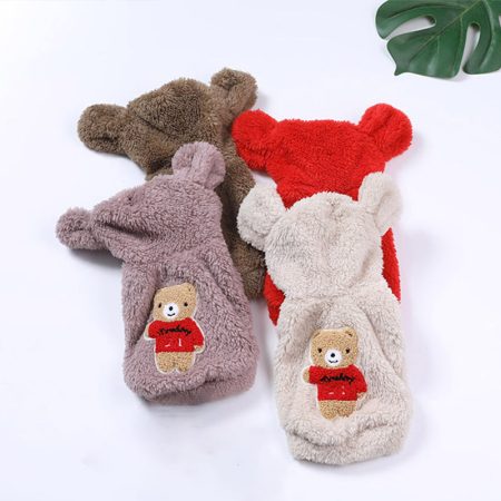 Pet Cute Bear Design Fleece Dog Clothes Puppy Coat Jacket Pet Clothes For Dogs Autumn And Winter Festive Warm Costume