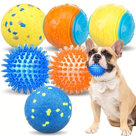 Dog Sound Ball Toy - 6-Pack Interactive Tennis, for Dogs to Chew on, Durable Chewing Toy Suitable for Tear-Resistant Dogs, Also Works for Small, Medium, Large Dogs and Puppies, Without Battery