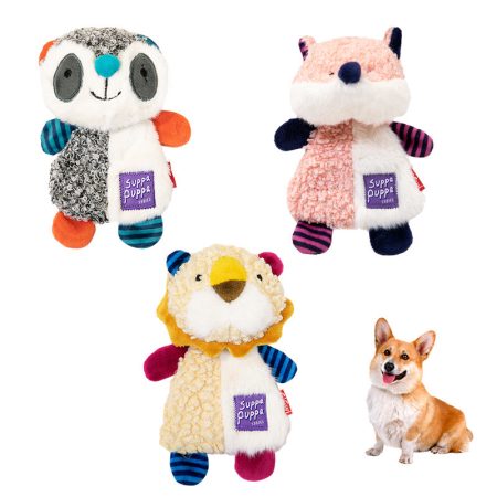 [3pcs Interactive Squeaker Dog Toys] 3pcs GiGwi Plush Squeaker Dog Toys, Interactive Crinkle Puppy Chew Toys, Durable Pet Playthings, with No Battery Needed for Medium & Small Breeds