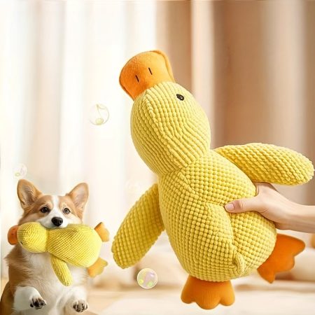 Durability Plush Squeaky Dog Toy, Suitable for All Breeds - Cartoon Little Yellow Duck Sound Pet Toy, Bite-Resistant Interactive Pet Toy