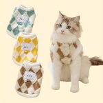 Winter & Autumn Warm Pet Sweater for Cats and Small Dogs, Polyester 100% Woven Pullover with Cute Bear Patch, Machine Washable, All-Season Comfort for Medium & Small Breeds