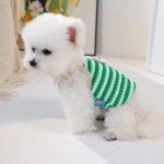 Summer Dog Flower Tank Top - Breathable Striped Sleeveless Vest with Colorful Floral Accents, Adjustable Straps & Bone Design for Small Dogs, Pomeranian, Yorkie, Teddy, Cats - Lightweight Cooling Pet Apparel, Dog Tank Top, Small Dog Clothing, Stylish Pet
