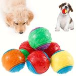 6pcs High-Bounce Squeaky Dog Balls - Vibrant Rubber Toys for All Breeds - Interactive Playtime Fun in Assorted Colors
