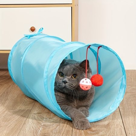 Deluxe Collapsible Cat Play Tunnel with Bell Toy - Spacious, Durable, and Portable Indoor Fun for Curious Cats - Enhances Agility, Exercise, and Interactive Play