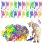 20pcs Interactive Cat Toys - No Battery Needed, Safe Resiny Spiral Springs for Indoor/Travel - Multi-Color (Pink, Green, Blue, Yellow, Orange, Red, Purple,) - Hunting, Swatting, Biting Playset for Kittens & Adult Cats - Promotes Exercise & Mental Stimulat